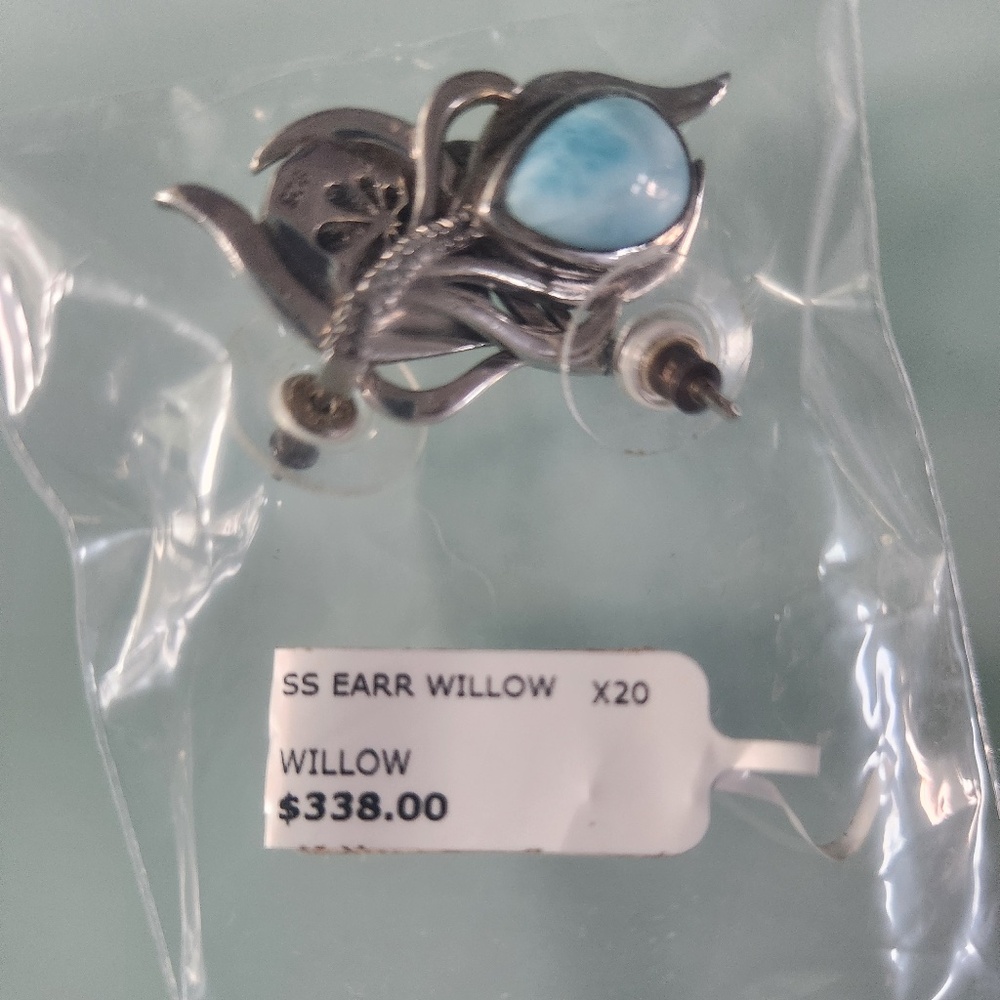 Marahlago Willow Sterling Silver Larimar White Sapphire earrings, preloved - Picture 8 of 10